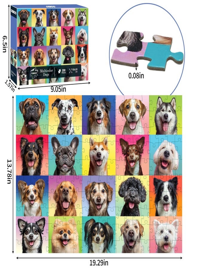 OSBOO Dog Puzzles for Kids Ages 6-8 8-10, 200 Pieces Jigsaw Puzzle for Kids and Adults, Multicolor Puppy Theme Puzzles for Children, Christmas Collection Gift - Image 3